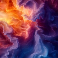 Obraz premium abstract digital artwork featuring swirling patterns of vibrant colors, resembling flames or smoke in motion. The background is dark and moody with soft lighting creating gentle shadows on the texture