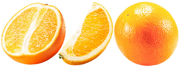 set of orange with slices isolated on a white background.Clipping path