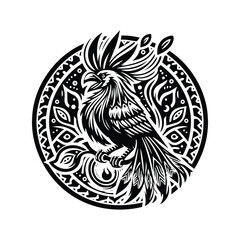 Fototapeta premium cendrawasih bird in bohemian black and white silhouette illustration