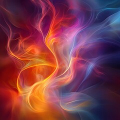 Fototapeta premium abstract digital artwork featuring swirling patterns of vibrant colors, resembling flames or smoke in motion. The background is dark and moody with soft lighting creating gentle shadows on the texture