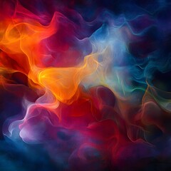 Fototapeta premium abstract digital artwork featuring swirling patterns of vibrant colors, resembling flames or smoke in motion. The background is dark and moody with soft lighting creating gentle shadows on the texture