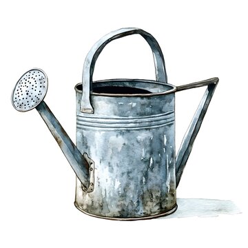 recommend clip art: Watercolor Illustration of a Rustic Metal Watering Can