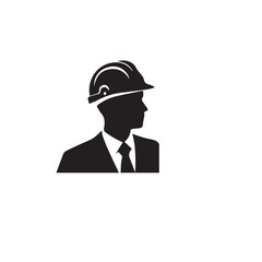 Engineer silhouette. Engineer vector design. Engineer logo, icon design.