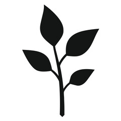 Black Silhouette Line Art Plant Vector.