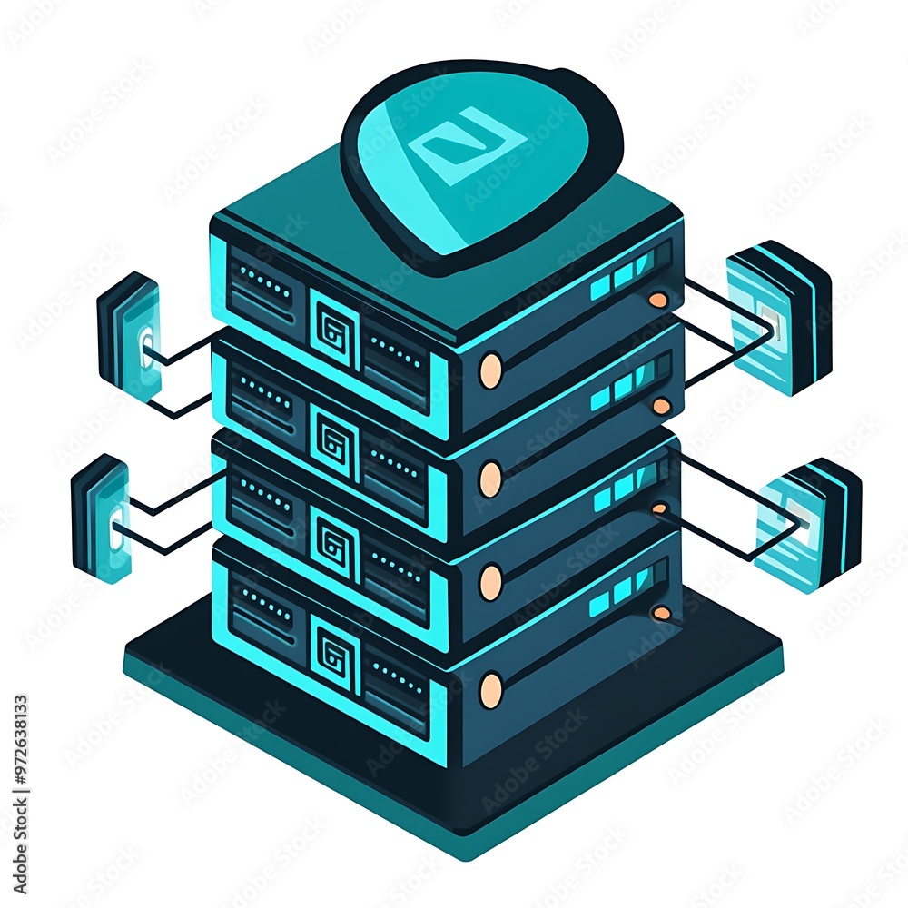 Poster Secure Server Stack with Shield and Connected Devices