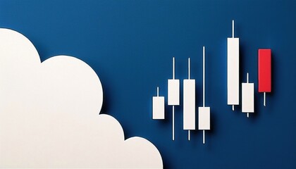 Fototapeta premium Abstract stock market graph with candlestick chart on blue background, representing financial data and investment trends