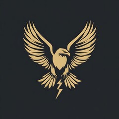 Obraz premium Golden Eagle with Lightning Bolt Soaring