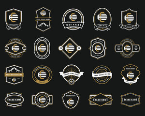 logo badge template with monogram and the text editable for clothing, sport, and apparel