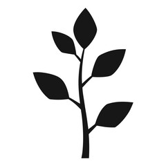 Black Silhouette Line Art Plant Vector.