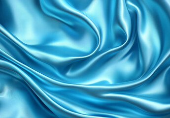 Obraz premium Royal light blue satin fabric with soft folds and ripples. High end fabric concept for textile design and print. Pale blue satin texture. fabric silk background with beautiful soft blur pattern