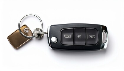 Sleek and Secure: Modern Car Flip Key with Trinket &ndash; Top View