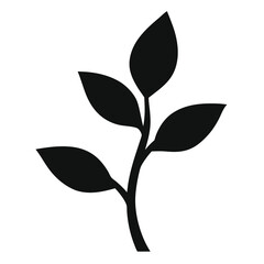 Black Silhouette Line Art Plant Vector.