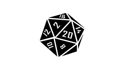 Dice d20, Black Isolated Silhouette