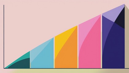 Obraz premium Colorful bar chart with five segments illustrating data progression on pastel background, perfect for business and analytics visualizations.