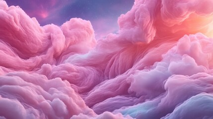 A pink cloud with a sun in the background, AI