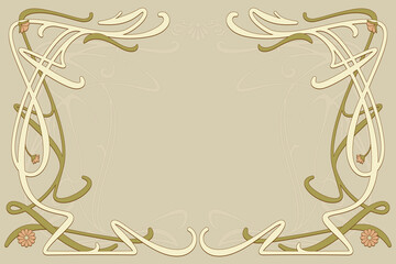 Art nouveau frame with vintage decorative elements