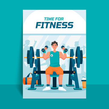 Hand drawn flat fitness poster