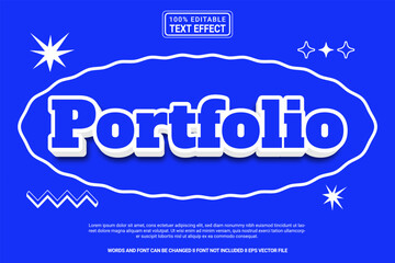 Editable text effect Portfolio 3d cartoon template style modern premium vector