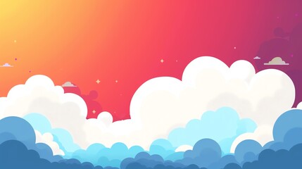 Fototapeta premium Cloud, fluffy and white, flat design illustration