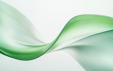 Fototapeta premium Two symmetrical, arching green lines with soft, organic curves, their shapes resembling flowing water or grass in motion