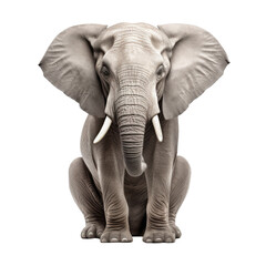 big elephant sitting isolated on white