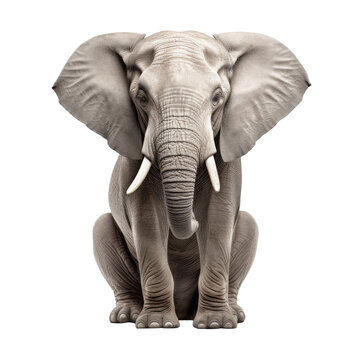 Fototapeta big elephant sitting isolated on white