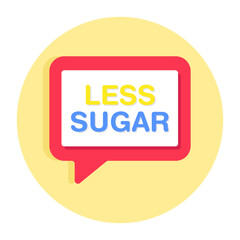 Conceptual flat design icon of less sugar chat 