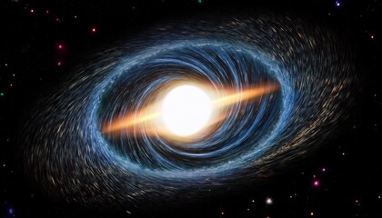 accretion disk around a black hole with cosmic inflation causing galactic nuclei to move apart surrounded by the interstellar medium and magnetars
