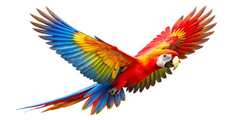 Obraz premium Colorful flying parrot PNG
