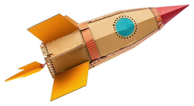 PNG Cute rocket cardboard paper transportation.