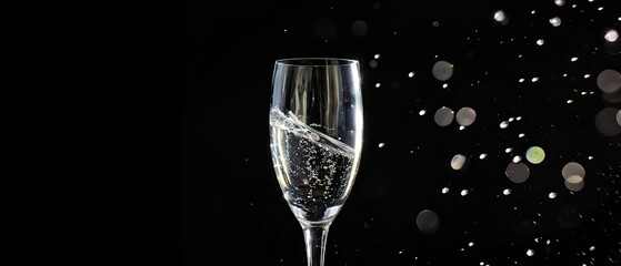 Champagne Glass with Sparkling Bubbles