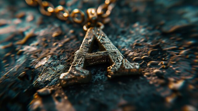 A beautifully worn gold necklace with the letter "A," a timeless piece that holds sentimental value and reflects the wearer's personal journey
