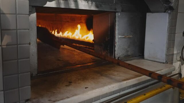 Baking a flatbread in the oven.
