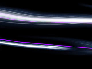 Two purple blurred lines with light effects on black background