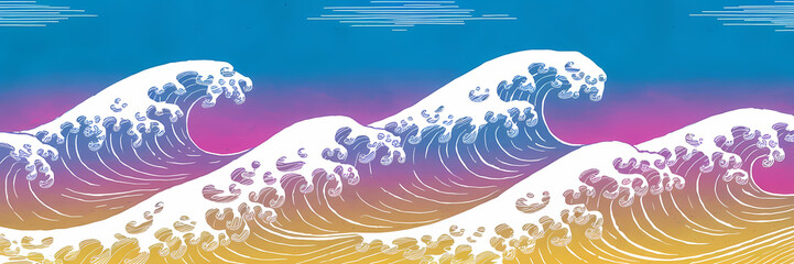 Naklejka premium A powerful wave crashes dramatically against the shore, embodying the essence of nature's force and beauty in Kokomo.
