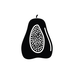 Papaya black and white flat vector icon design. Papaya symbol design and glyph