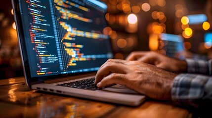 A Closeup Photo of a Programmer's Hands Typing on a Laptop for Online Work