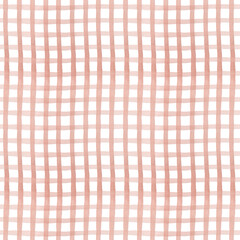 Seamless brown checkered background. Watercolor hand drawn cute pattern for fabric, textile, wallpaper, home decor prints