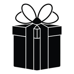 black gift box silhouette vector art, Gift box icon Silhouette vector illustration, Christmas gift box
