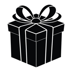 black gift box silhouette vector art, Gift box icon Silhouette vector illustration, Christmas gift box