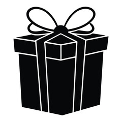 black gift box silhouette vector art, Gift box icon Silhouette vector illustration, Christmas gift box