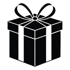 black gift box silhouette vector art, Gift box icon Silhouette vector illustration, Christmas gift box