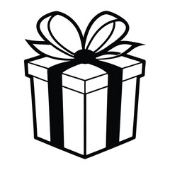 black gift box silhouette vector art, Gift box icon Silhouette vector illustration, Christmas gift box