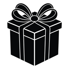 black gift box silhouette vector art, Gift box icon Silhouette vector illustration, Christmas gift box