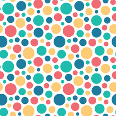 seamless pattern of collection of colorful circles scattered around