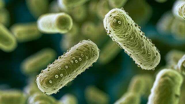 Microscopic View of Bacterial Cells in Detailed Magnification