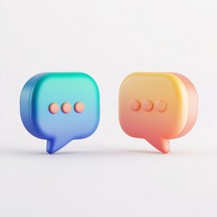 A minimalist icon of chat bubbles on white background.