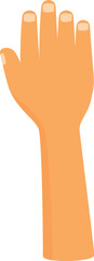 Cartoon human hand showing number four gesture on white background