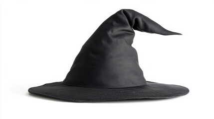 Halloween Witch wizard's hat in black isolated on white background with clipping path for Autumn seasonal holiday costume