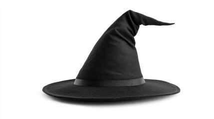 Halloween Witch wizard's hat in black isolated on white background with clipping path for Autumn seasonal holiday costume